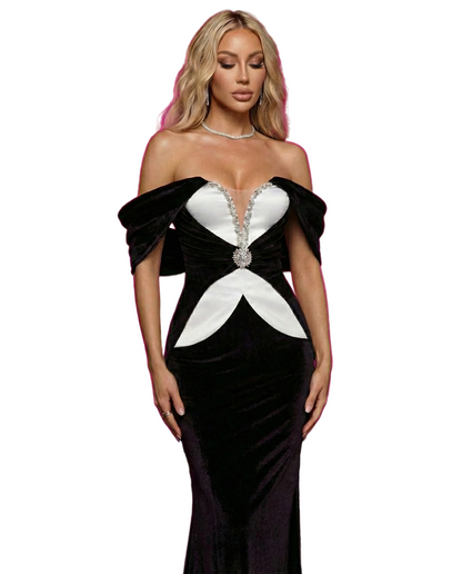 IVANE Off-Shoulder Velvet Evening Gown
