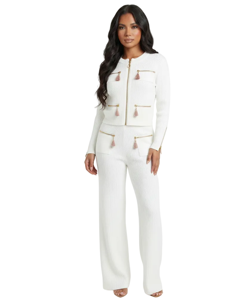 BELLY Knit Two Pieces Bodycon Set WHITE