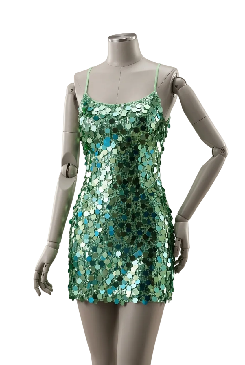 Women Sequin Glitter Evening Party Mini Dress | Slim | Sleeveless | Backless