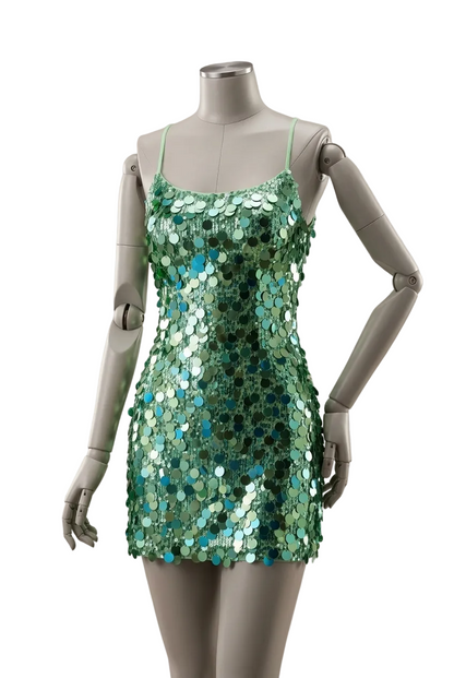 Women Sequin Glitter Evening Party Mini Dress | Slim | Sleeveless | Backless