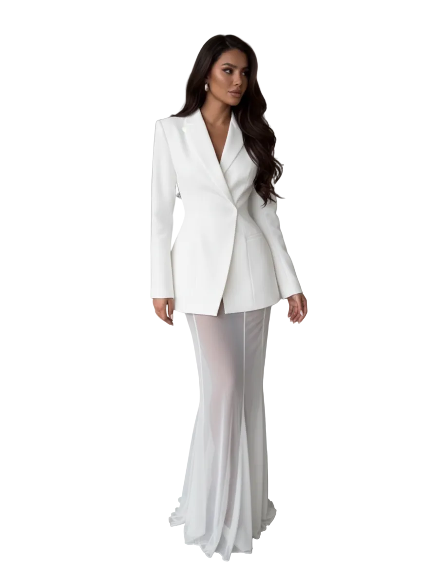 PINKAPPLE DRESSES ERIN Tailored Blazer and Wide-Leg Sheer Pants