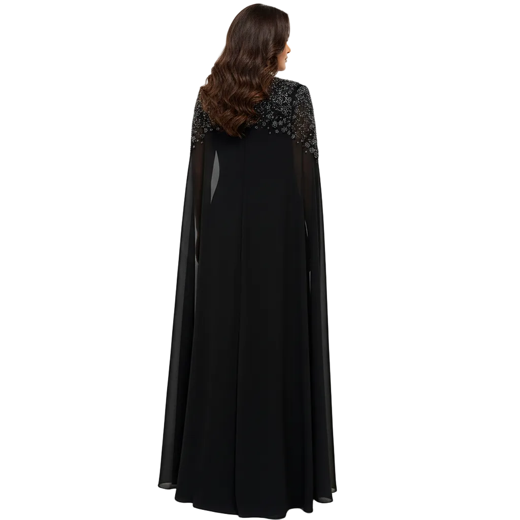 PINKAPPLE DRESSES INEZ Luxury Black Embellished Shoulder Maxi Dress