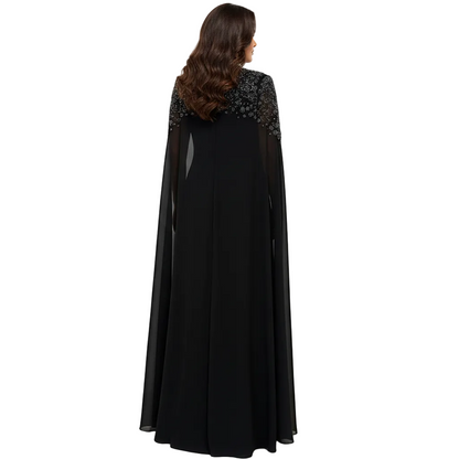 PINKAPPLE DRESSES INEZ Luxury Black Embellished Shoulder Maxi Dress