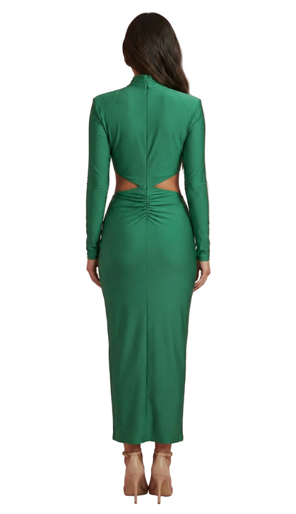 LOAN Green Cut-Out Maxi Dress with Crystal Detail