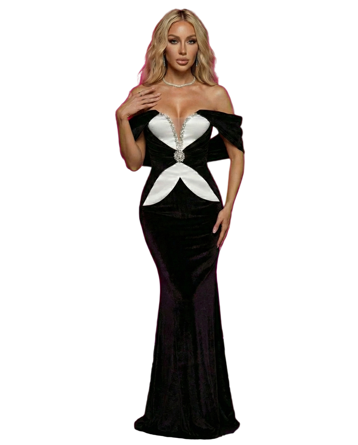 IVANE Off-Shoulder Velvet Evening Gown