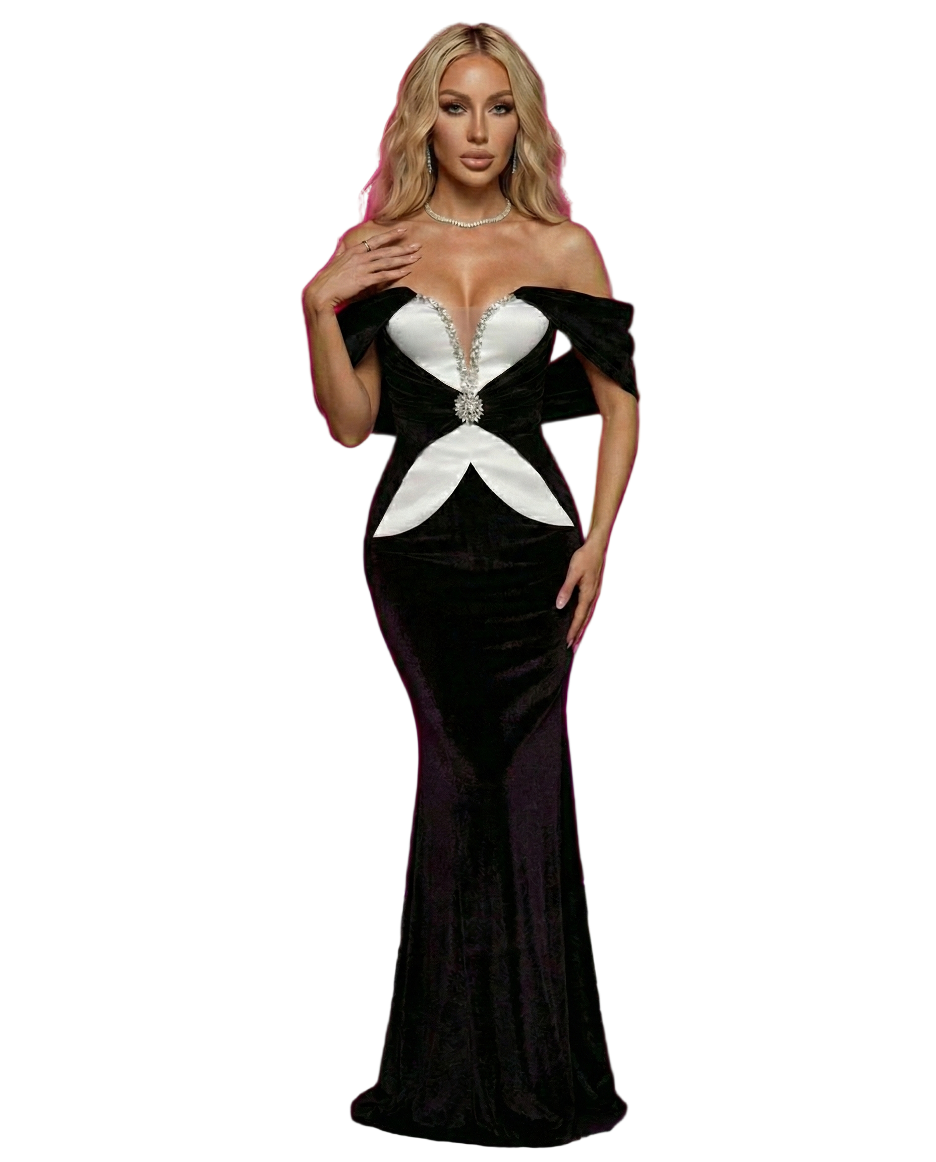 IVANE Off-Shoulder Velvet Evening Gown