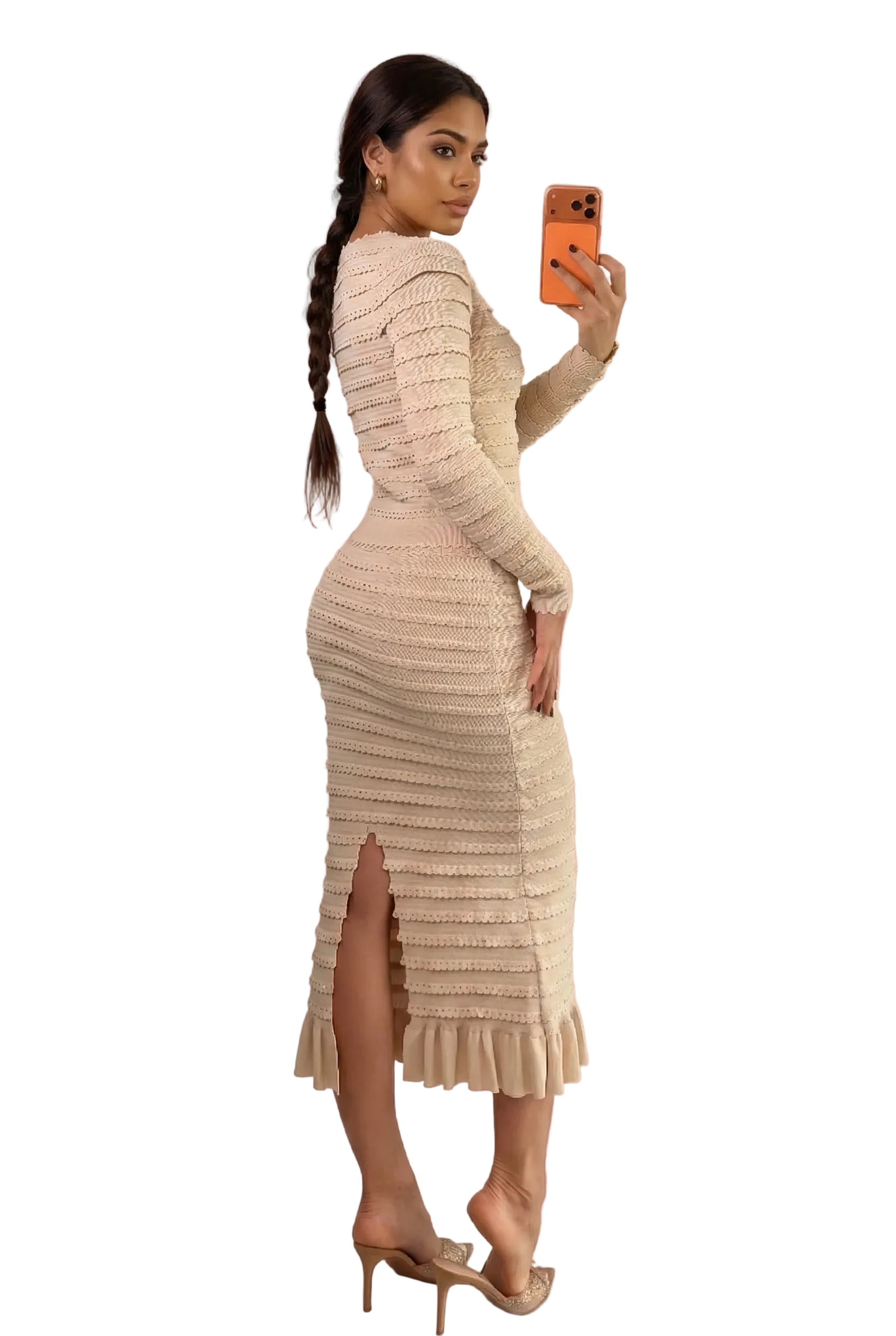 EDNA Knit Top and Cardigan with Midi Skirt Set