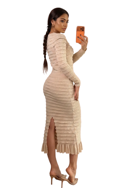 EDNA Knit Top and Cardigan with Midi Skirt Set
