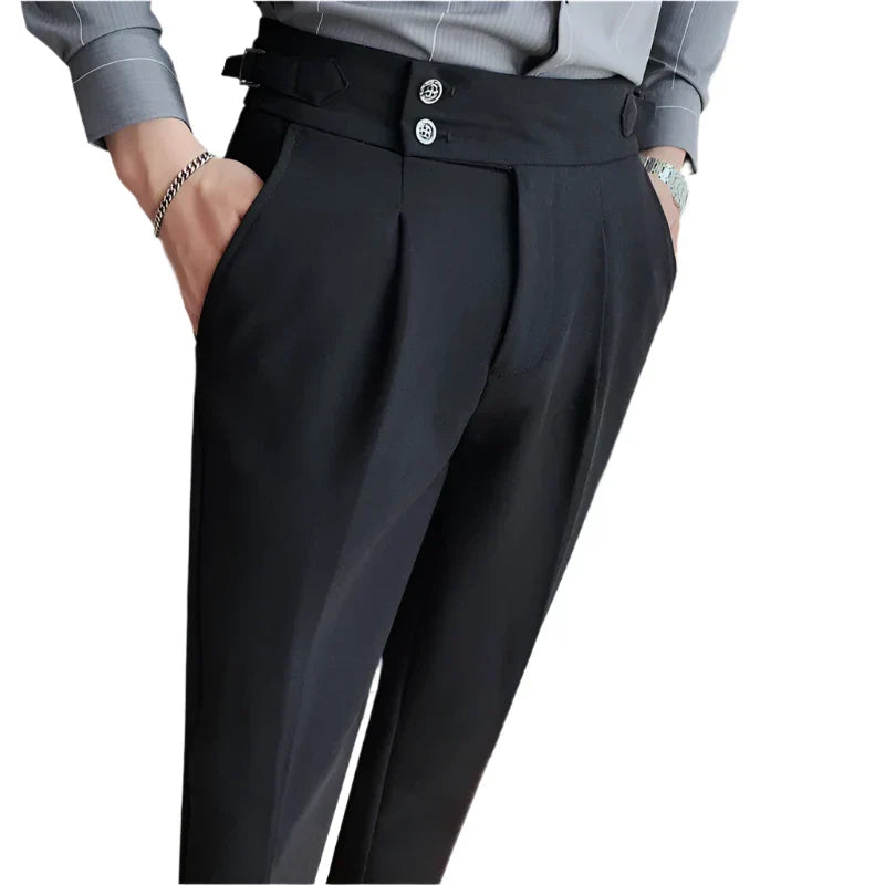 Men High Waisted Vintage Pants | Men Old Money Formal Pants | Formal Office Suit Pants Black