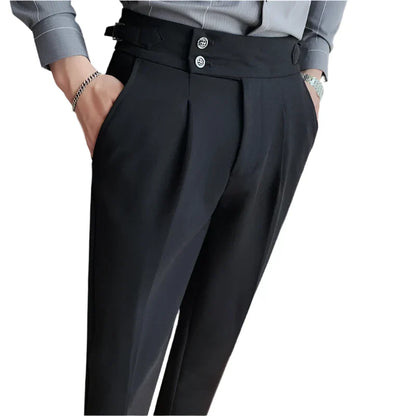 Men High Waisted Vintage Pants | Men Old Money Formal Pants | Formal Office Suit Pants Black