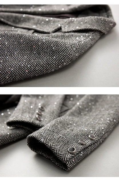 Wool Blend Blazer Women | Vintage Tailored Outerwear
