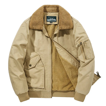Men Polar Fleece Jacket | Parkas Male Bomber Jacket | Business Outdoor Leisure Jacket Khaki
