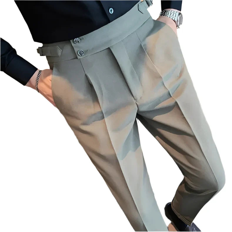 Men High Waisted Vintage Pants | Men Old Money Formal Pants | Formal Office Suit Pants light green