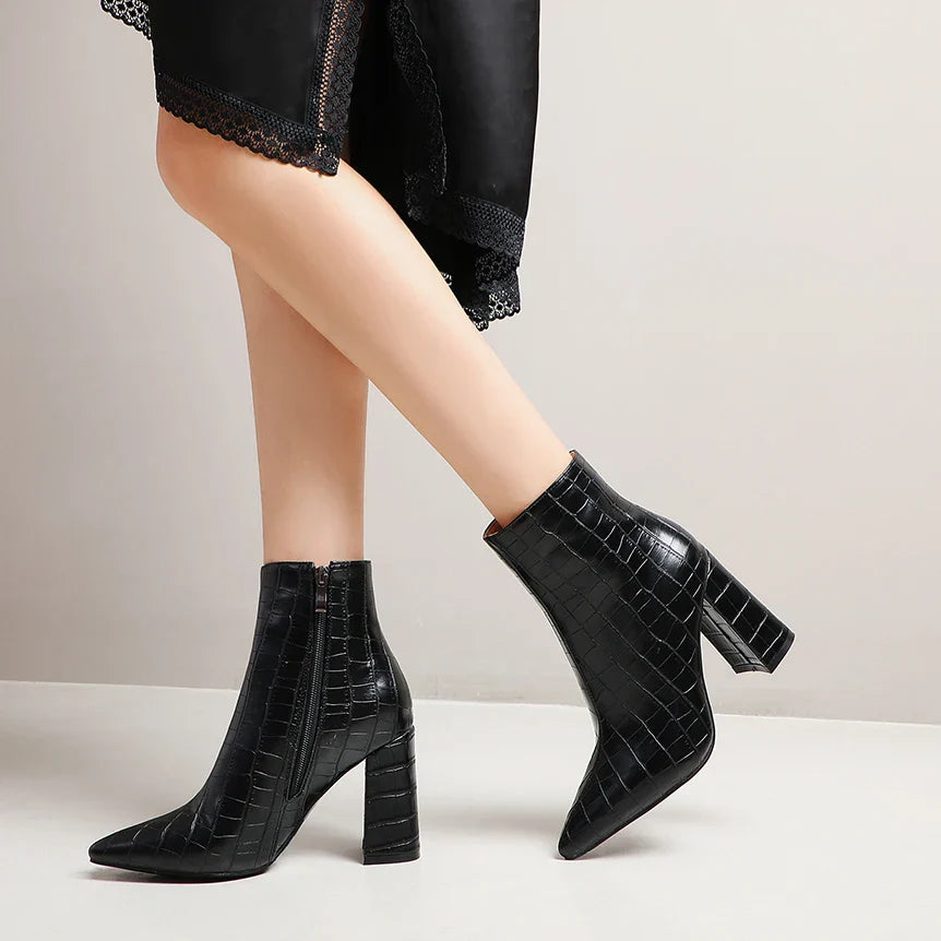Women Plush Cowgirl Boots | Leather Ankle Boots | Chelsea Boots | Cossacks | Pointy Toe Wedge Heel