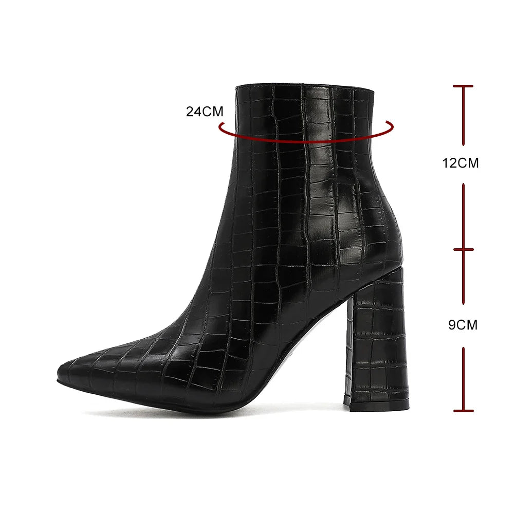 Women Plush Cowgirl Boots | Leather Ankle Boots | Chelsea Boots | Cossacks | Pointy Toe Wedge Heel