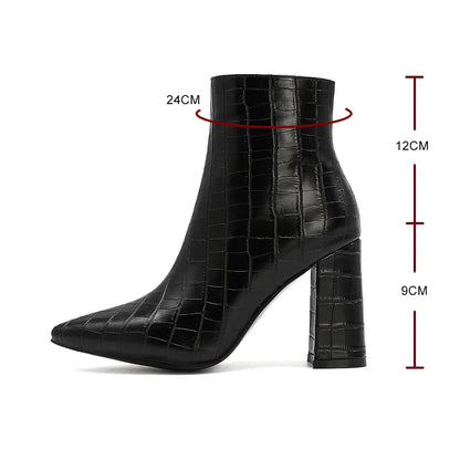 Women Plush Cowgirl Boots | Leather Ankle Boots | Chelsea Boots | Cossacks | Pointy Toe Wedge Heel