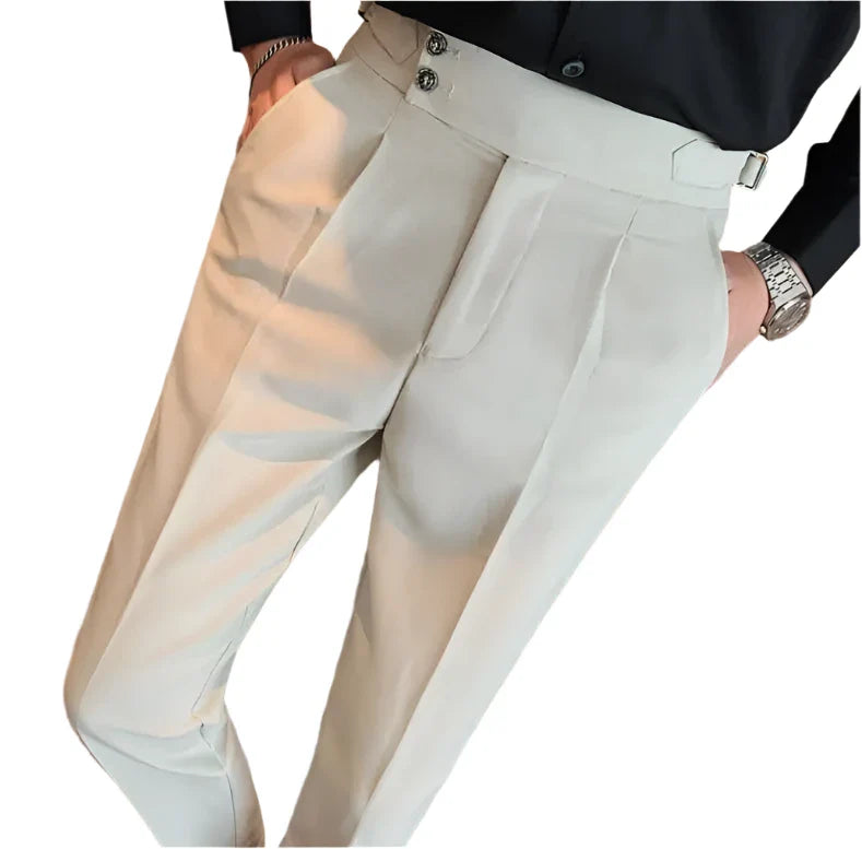 Men High Waisted Vintage Pants | Men Old Money Formal Pants | Formal Office Suit Pants apricot