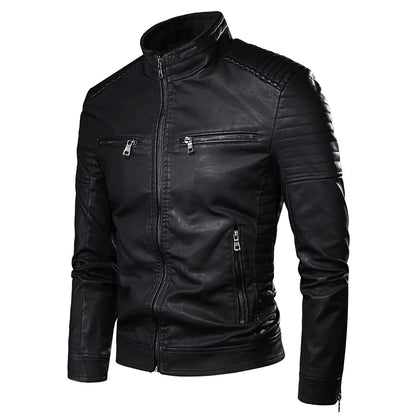 Men Casual Vintage Leather Jacket | Motor Biker Pocket Jacket