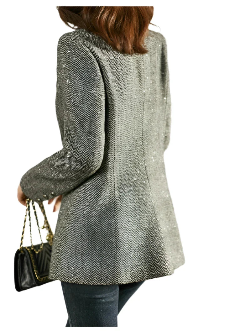 Wool Blend Blazer Women | Vintage Tailored Outerwear