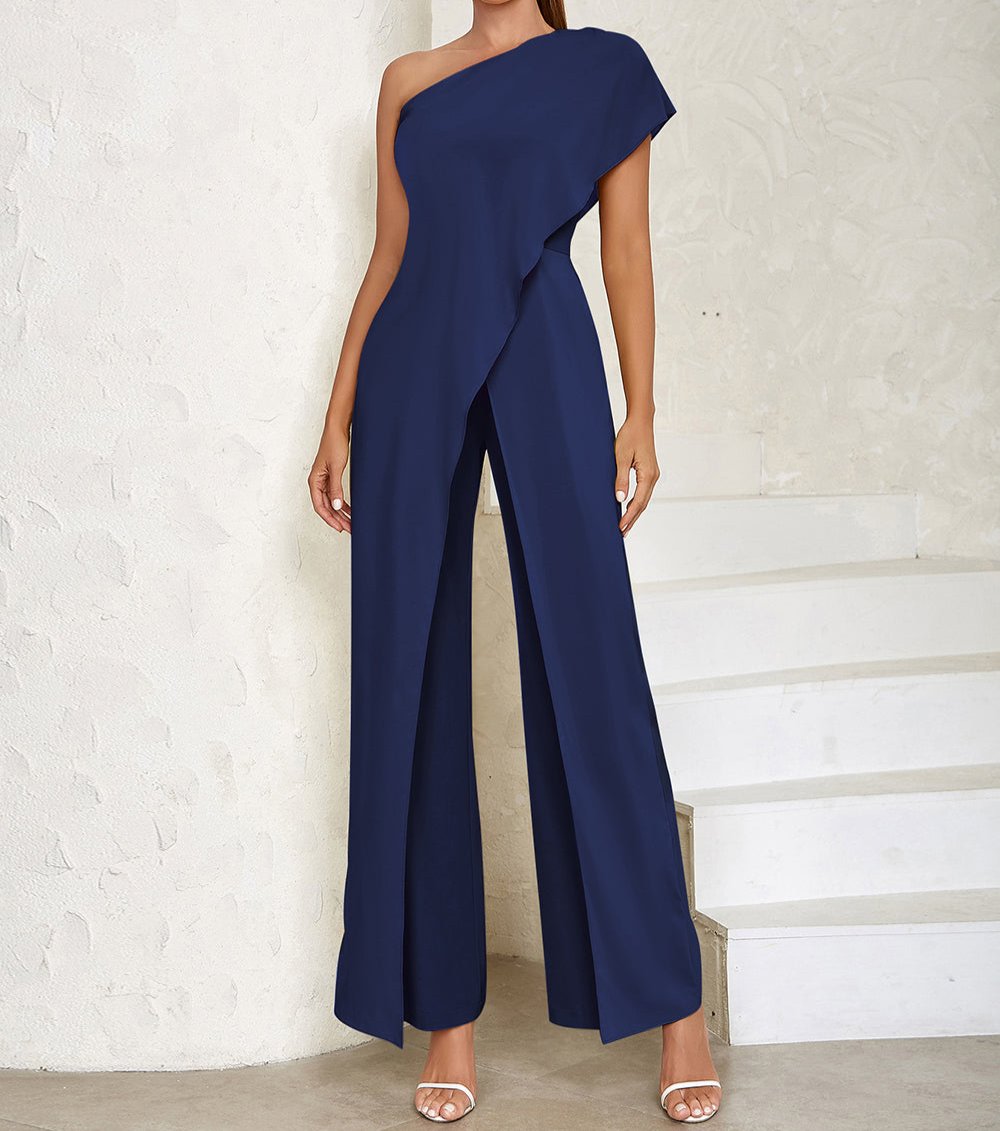 HEMA One Shoulder Bodycon Jumpsuit BLUE