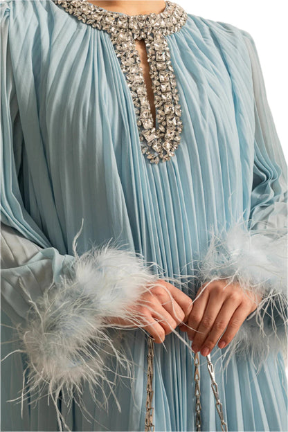 NEXT DAY DELIVERY HIRA Feathers Maxi Dress