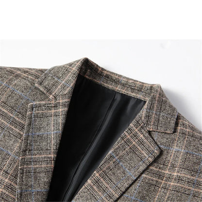 Men Slim Fit Blazer | British Plaid Formal Suit Jacket | Wedding Business Casual Blazer