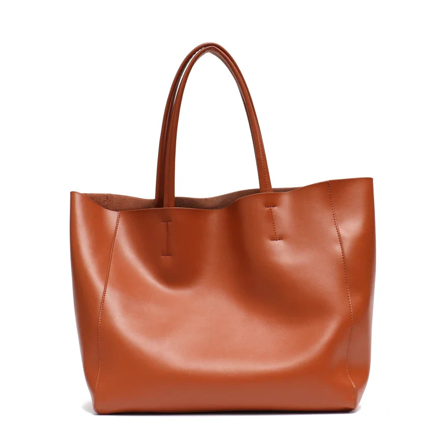Women Genuine Leather Tote Bag | Large Capacity | Office Purse TAN