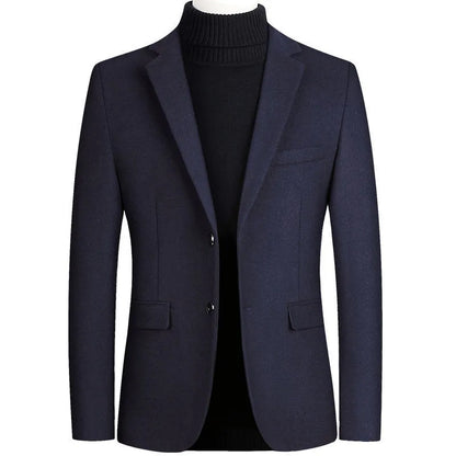 Wool Blazer Men | Business Casual Winter Wedding Suit Coat Navy