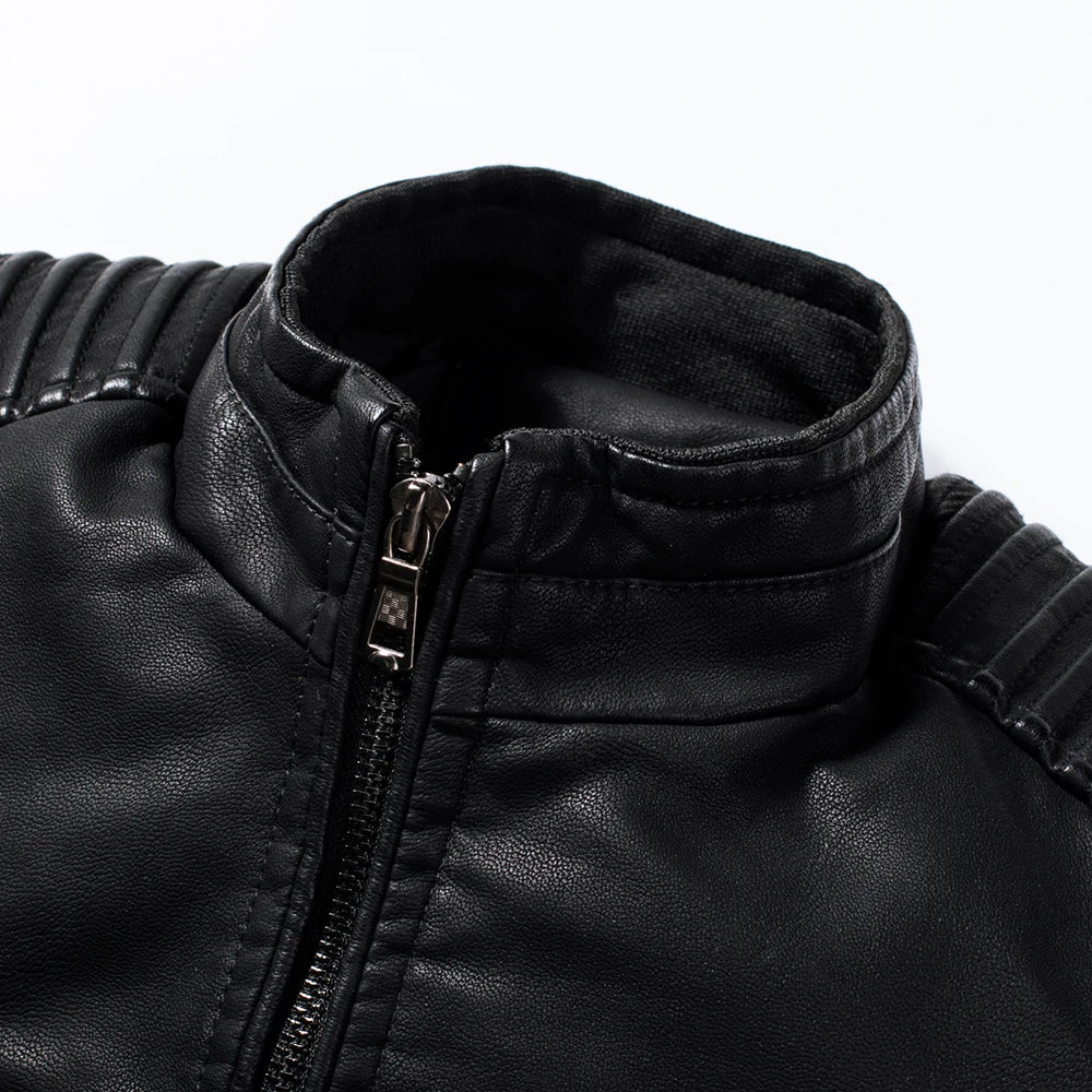 Men Casual Vintage Leather Jacket | Motor Biker Pocket Jacket