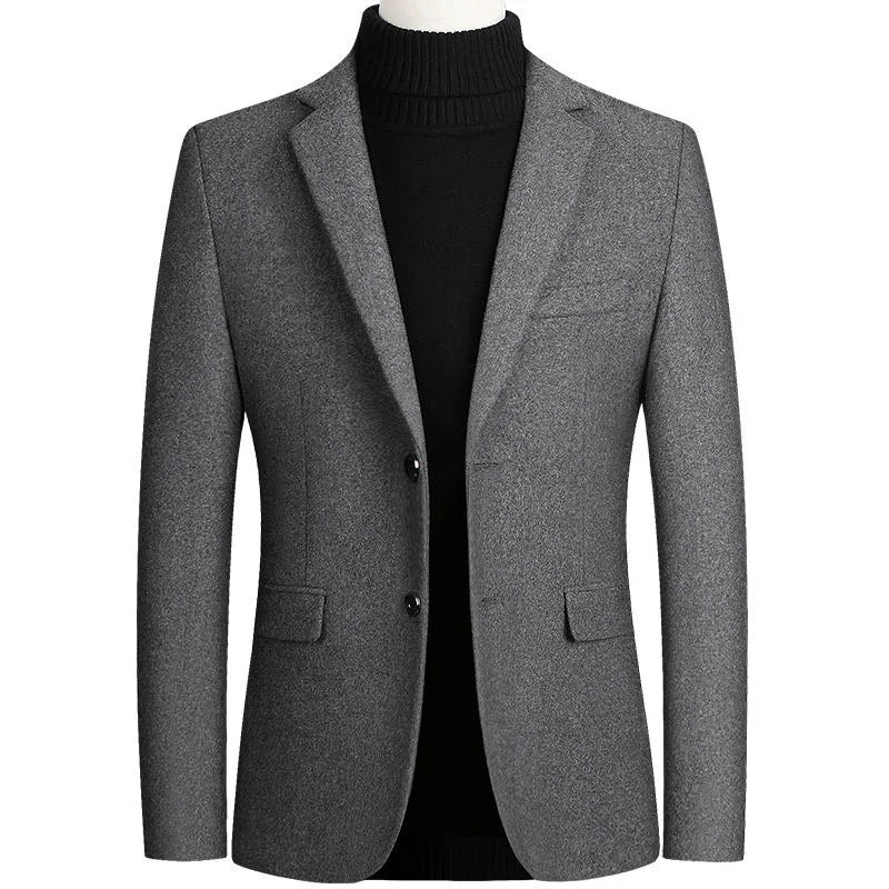 Wool Blazer Men | Business Casual Winter Wedding Suit Coat Gray