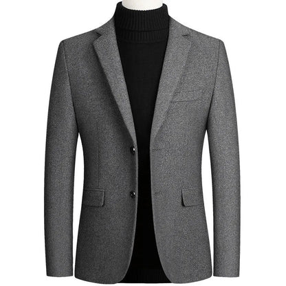 Wool Blazer Men | Business Casual Winter Wedding Suit Coat Gray