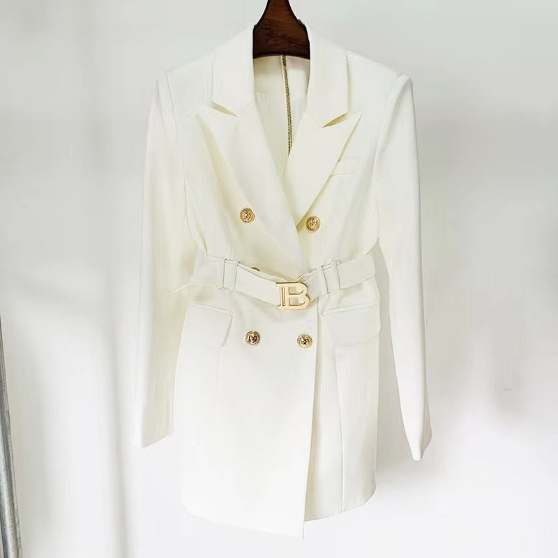 CAMERON Blazer Dress with Belt WHITE