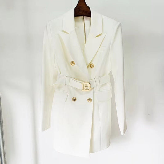 CAMERON Blazer Dress with Belt WHITE