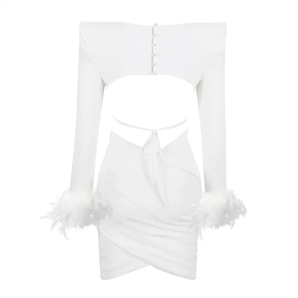 NEXT DAY DELIVERY ANGEL Long Sleeve Crop Top Bandage Set