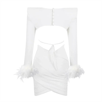 NEXT DAY DELIVERY ANGEL Long Sleeve Crop Top Bandage Set