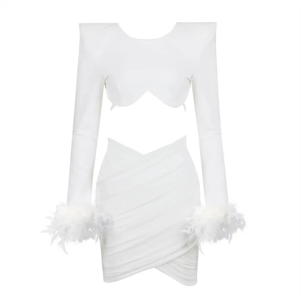 NEXT DAY DELIVERY ANGEL Long Sleeve Crop Top Bandage Set