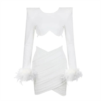 NEXT DAY DELIVERY ANGEL Long Sleeve Crop Top Bandage Set