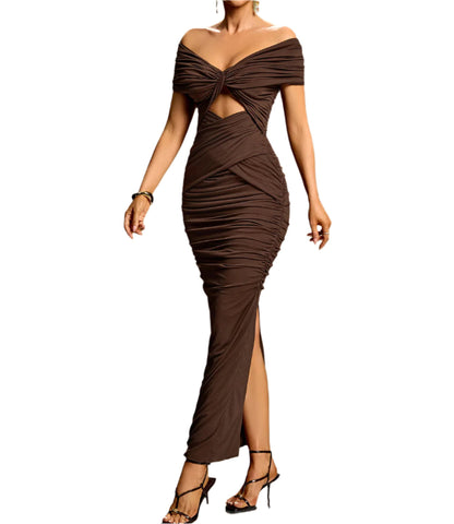 DAVINA Ruched Cutout Maxi Dress