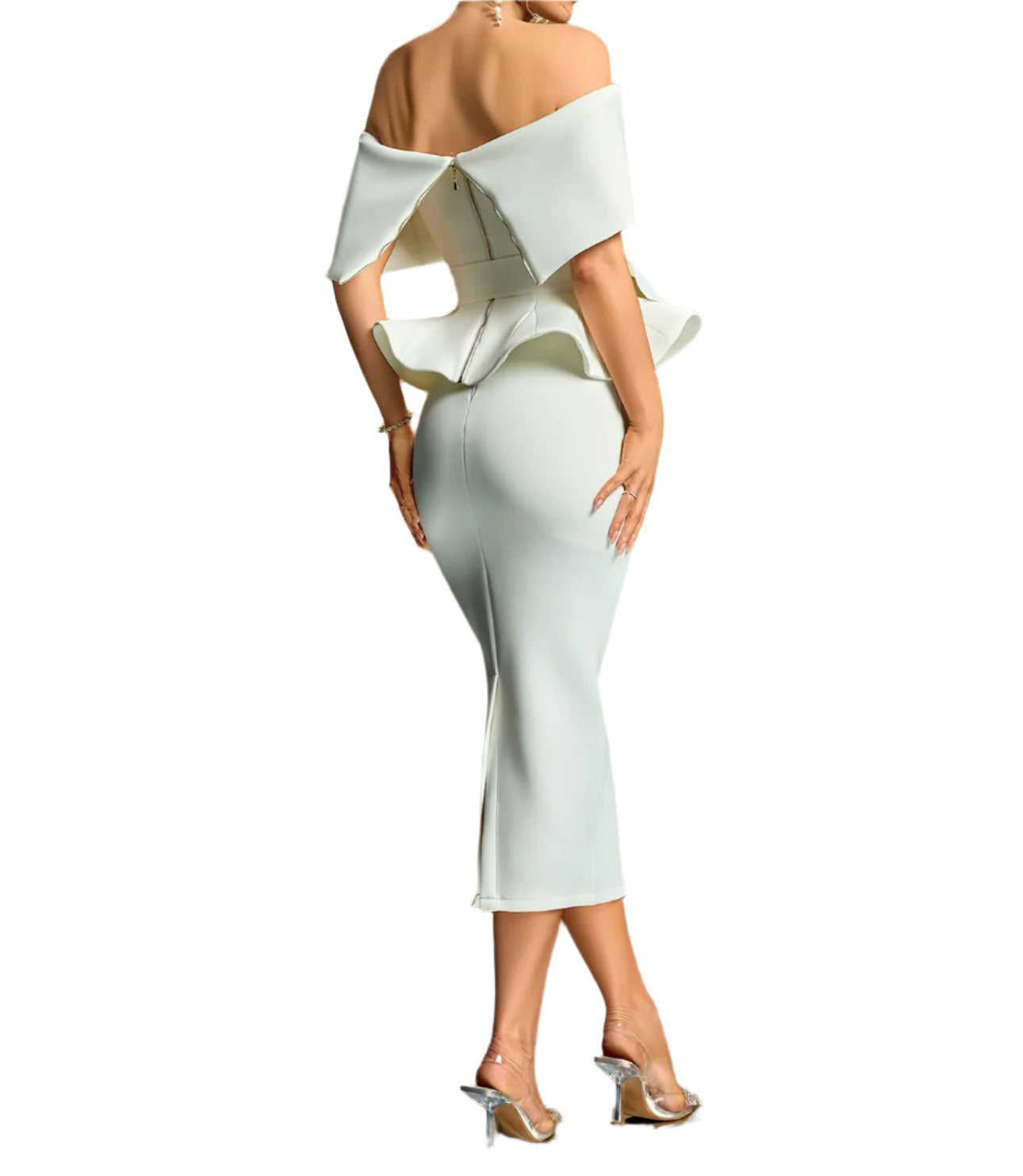 DOLL Off Shoulder Classic Midi Bodycon Dress