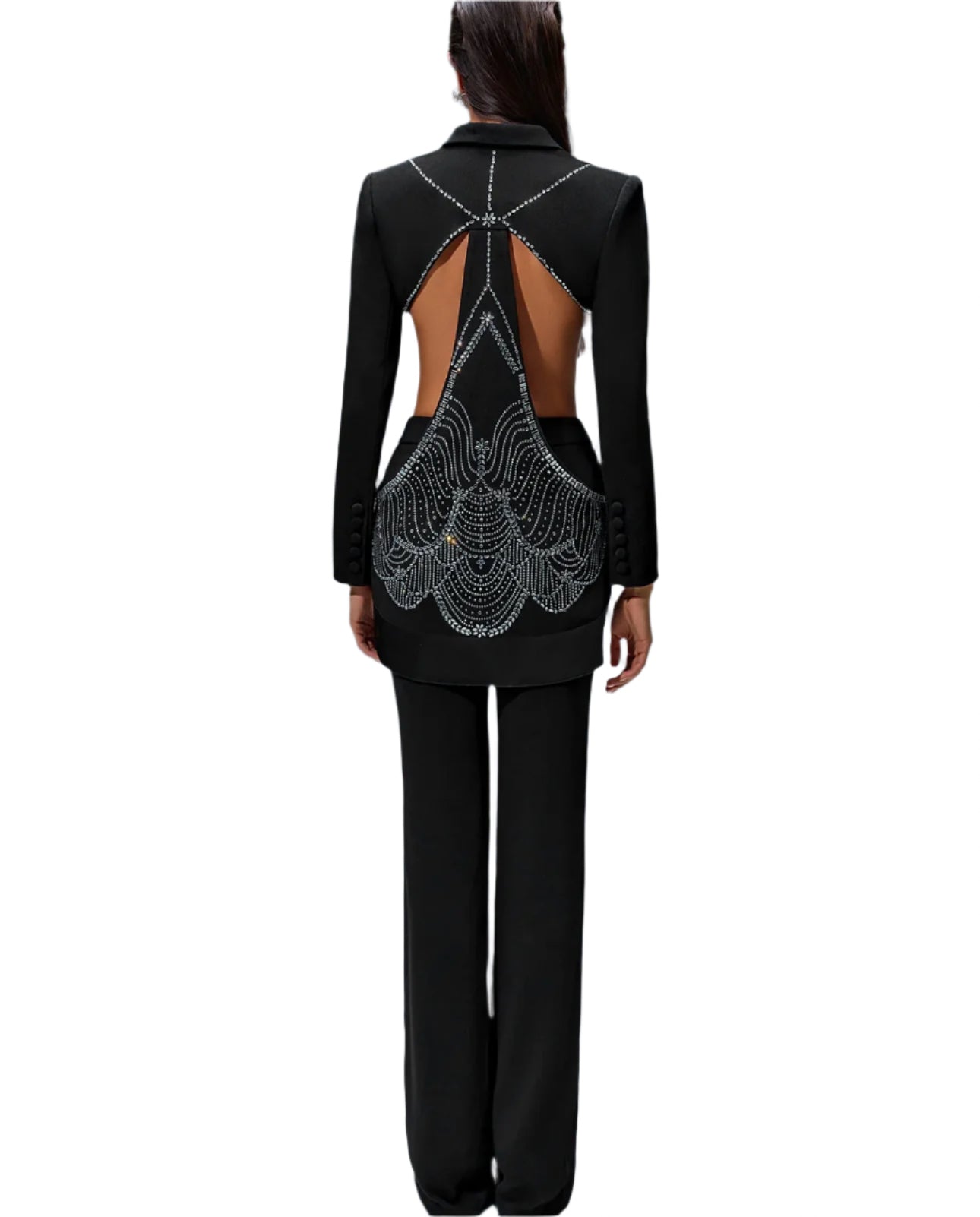 ADRIANA Rhinestone Hollow-Out Jacket Two Piece Set