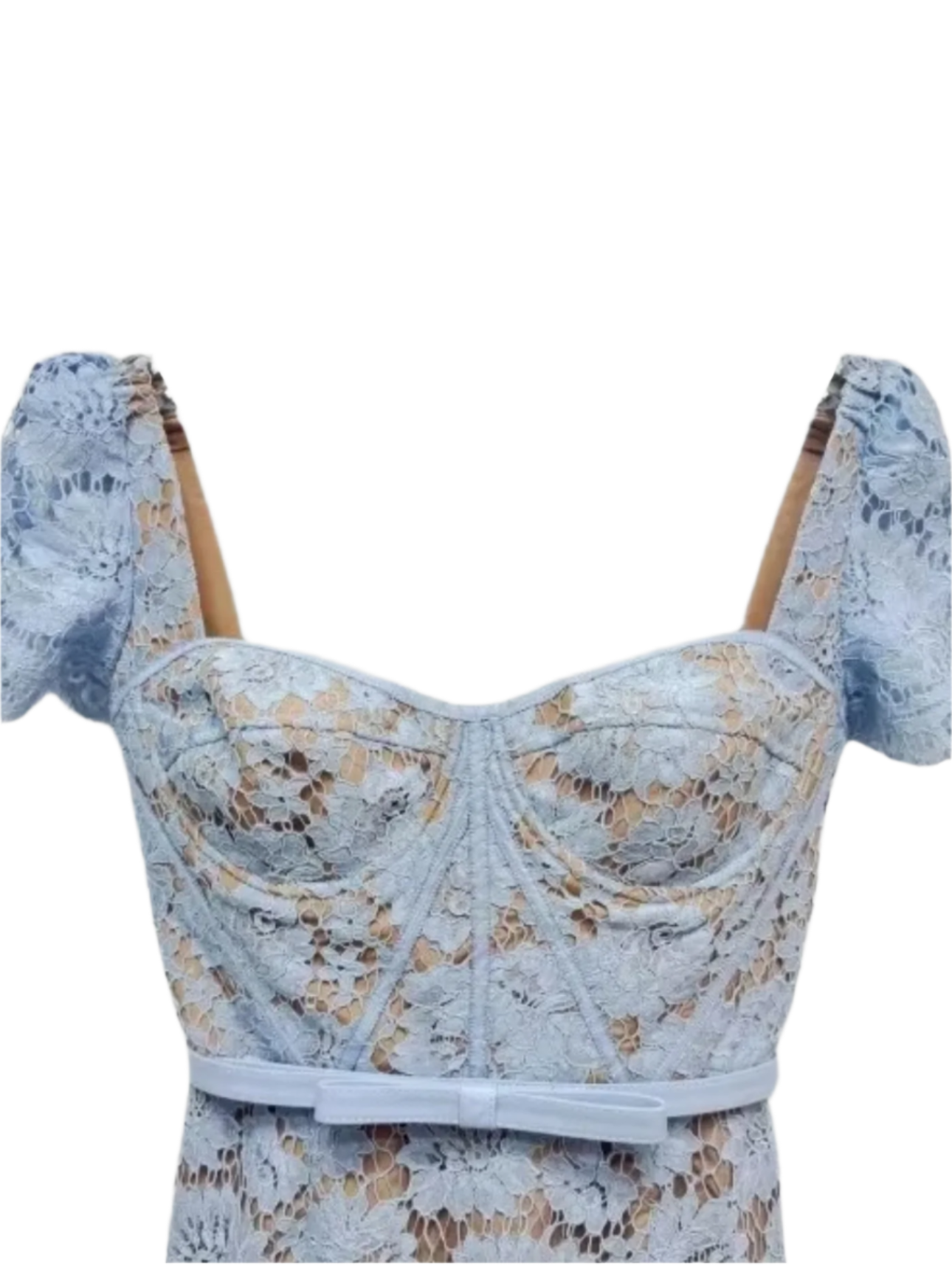 NATASHA SHORT SLEEVED LACE DRESS WITH DELICATE MATCHING WAIST BELT