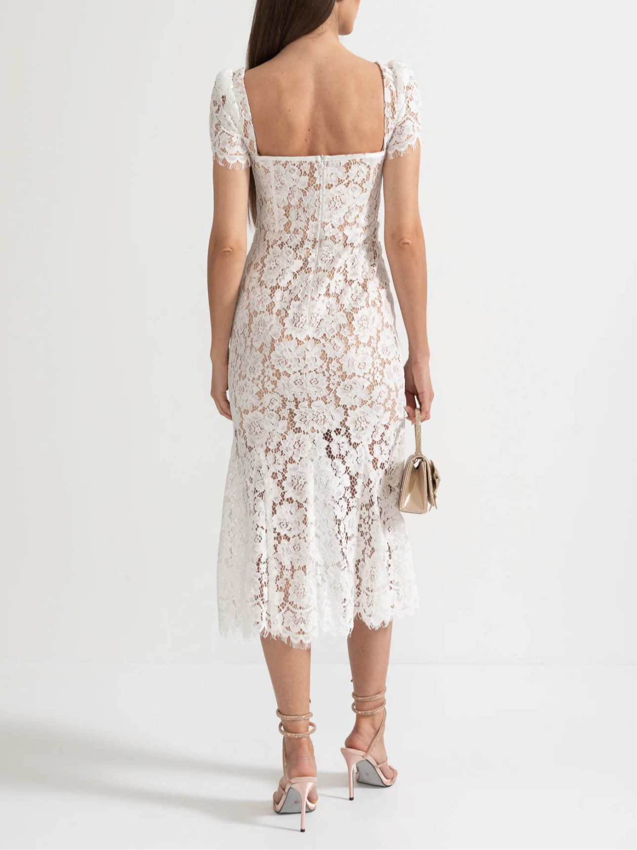 NATASHA SHORT SLEEVED LACE DRESS WITH DELICATE MATCHING WAIST BELT