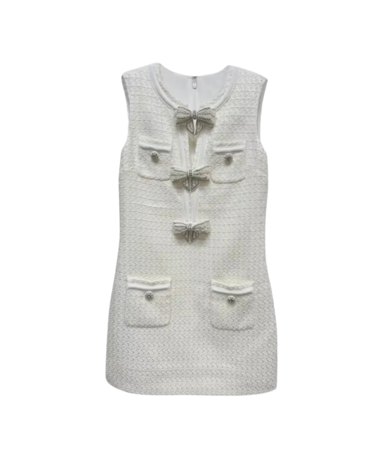 LINDA Classic Crystals Bows Mini Bodycon Dress