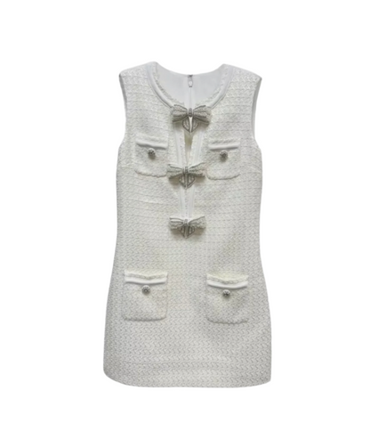 LINDA Classic Crystals Bows Mini Bodycon Dress
