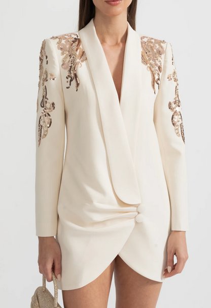 DELMIRA Embroided Mini Blazer Dress