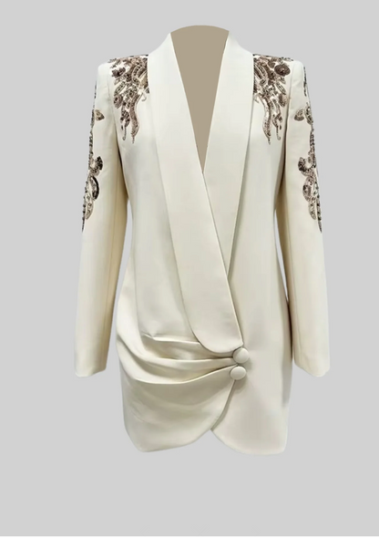 DELMIRA Embroided Mini Blazer Dress