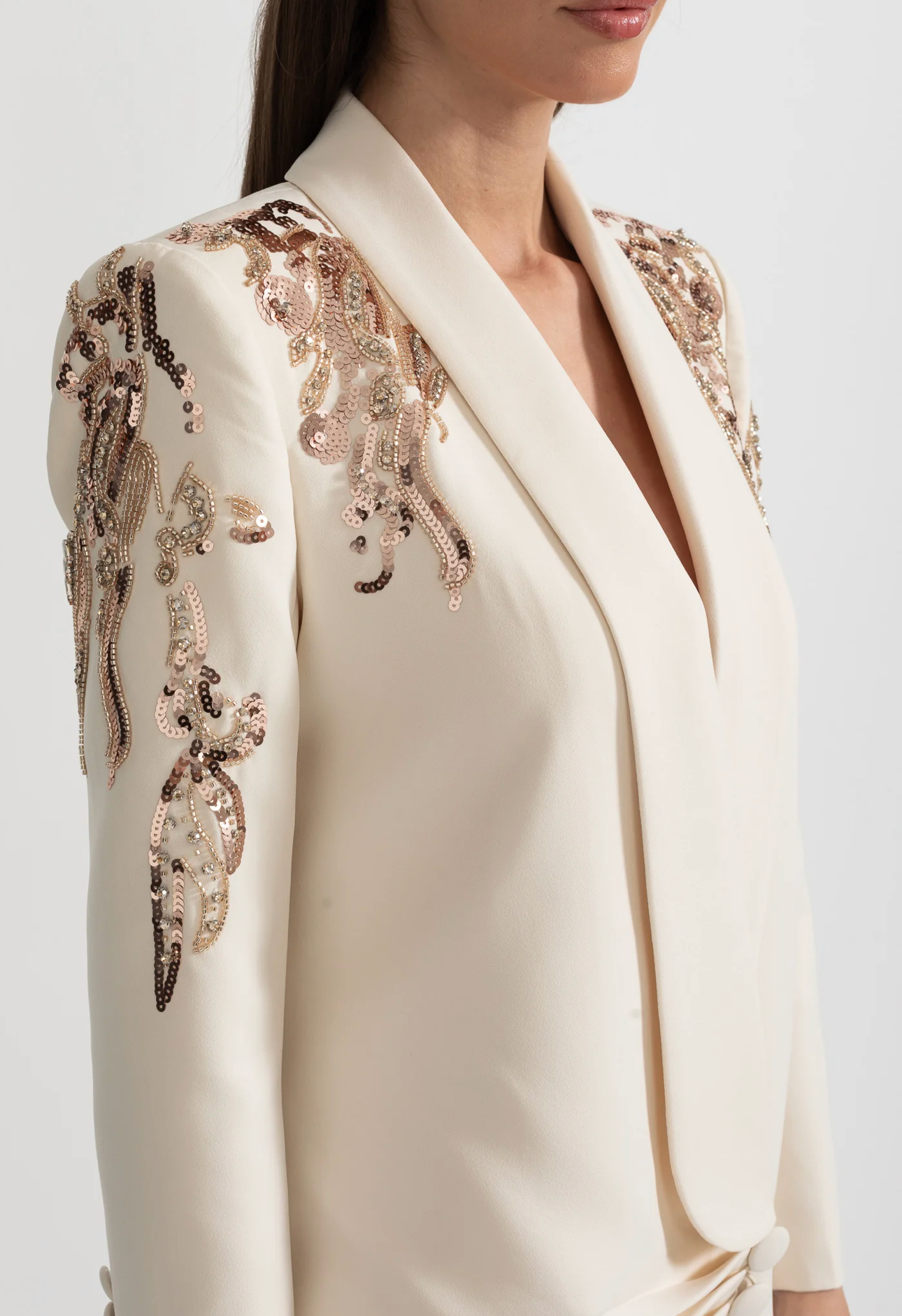 DELMIRA Embroided Mini Blazer Dress