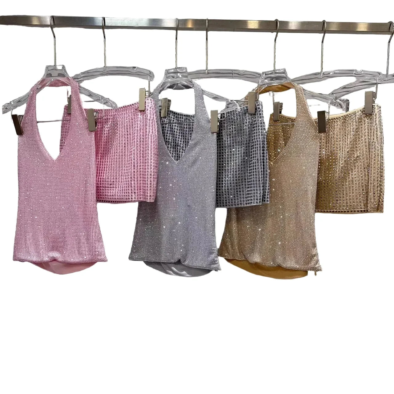 PIPA Rhinestone Top & Mini Skirt Two Piece Set