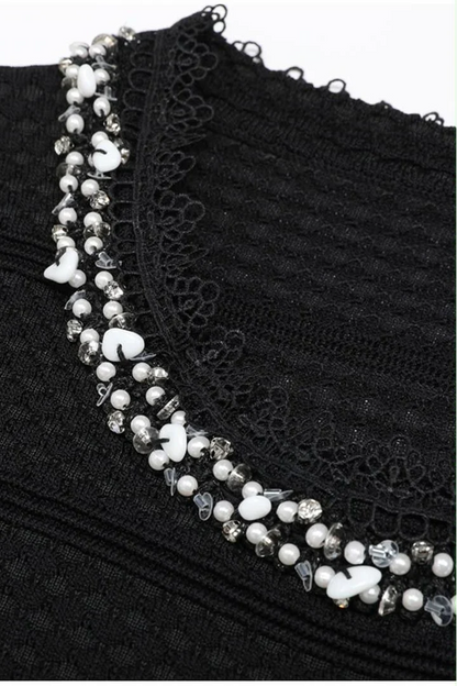 THALIA Pearl Reverie Knit Two-Piece Set – Cropped Top & Maxi Skirt