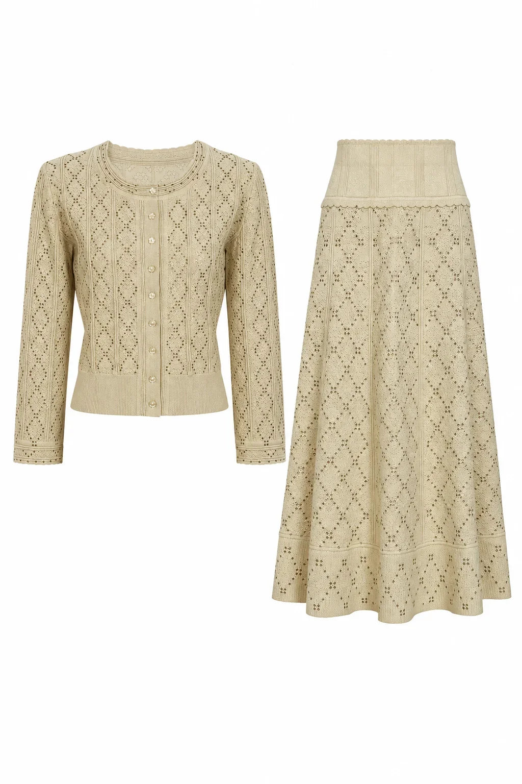 KASIAH  Knit Two-Piece Set – Cardigan Top & Maxi Skirt